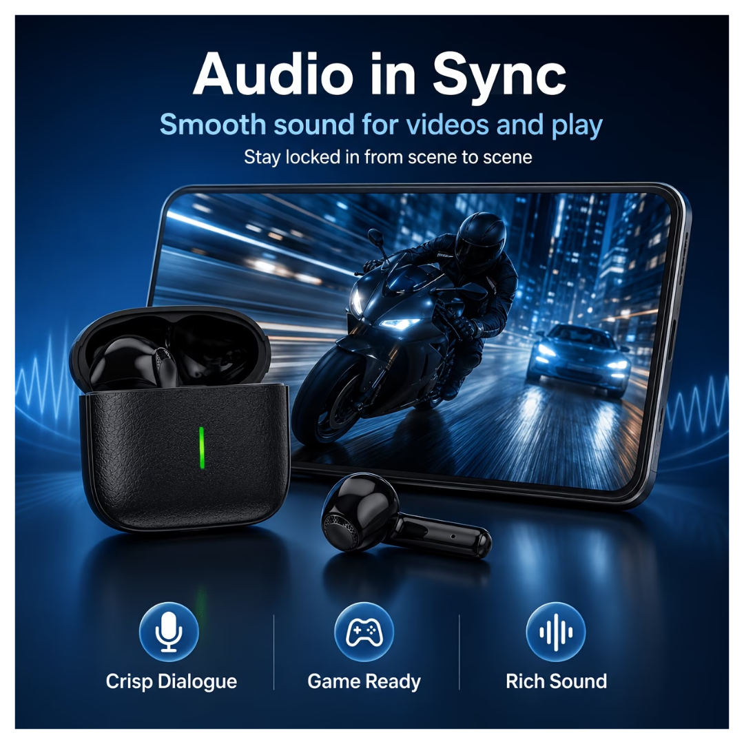 LAN XUN JS59 TWS Wireless Bluetooth 5.4 Earbuds - 30ms Ultra-Low Latency, Dual-Mic ENC Noise Reduction & 30H Battery Life Gaming Headset