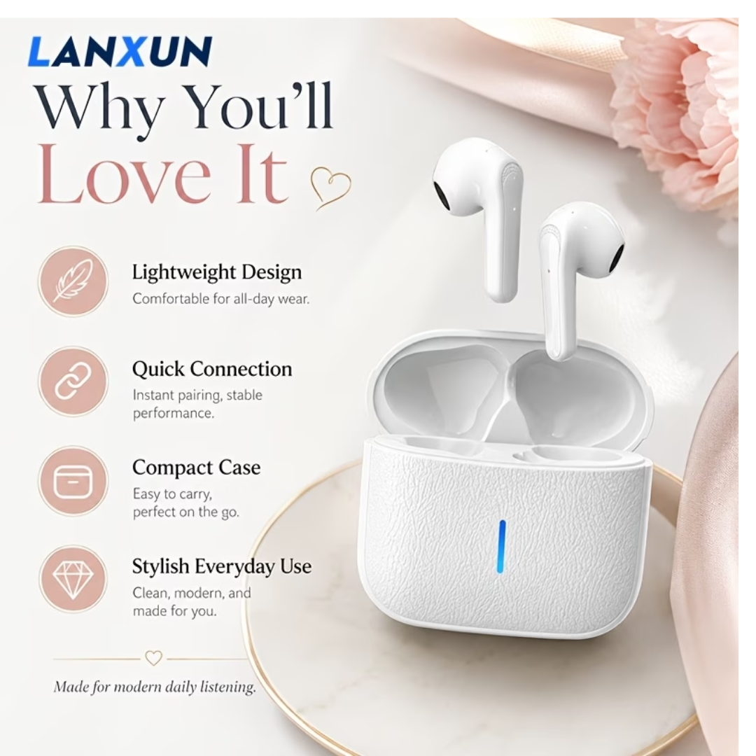 TWS Wireless Bluetooth 5.4 Earbuds - Active Noise Cancellation (ANC), Hi-Fi Deep Bass & 40-Hour Extended Battery Life Headset