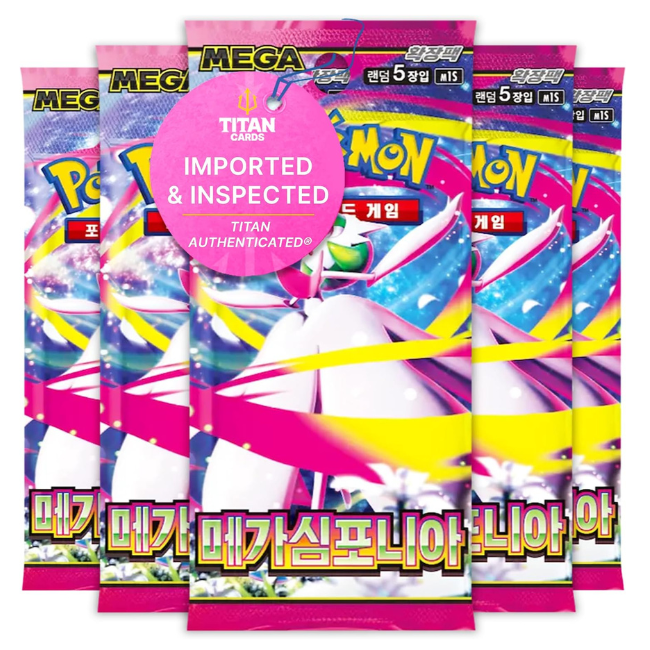 Pokémon TCG Mega Symphonia M1S Korean Booster Packs - Korean Pokemon Cards - Titan Authenticated - Mega Evolution Series - Rare EX & Legendary Card Pulls for Collectors - 5 Packs, 5 Cards per Pack