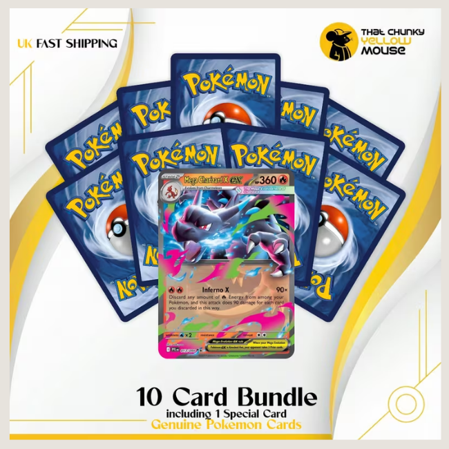 Authentic English Pokémon TCG 10-Card Bundle - 1 Guaranteed Ultra Rare (EX / V / VMAX / VSTAR / GX) Included