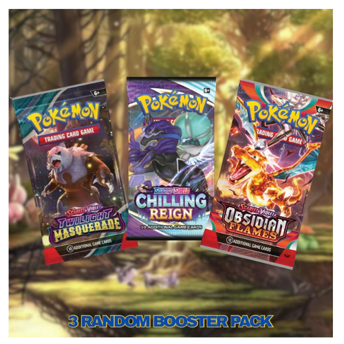 Pokemon Cards Booster Pack Gift Bundle | 3 Booster Packs | Assorted Sets from Mega Evolution & Scarlet and Violet | Perfect Pokémon Gift Set (3 Assorted Booster Packs) | Titan Authenticated