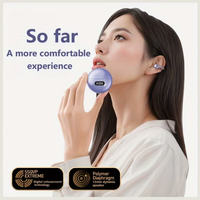 Senyang TWS Open-Ear Clip-On Wireless Sports Headphones - Bluetooth 5.4, Deep Bass, HD Call Noise Reduction & Sweatproof Ear Hook Design