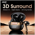 Acer TWS Wireless Bluetooth 5.4 Earphones - 3D Surround Sound, LED Digital Power Display, Call Noise Reduction & 20H Battery Life