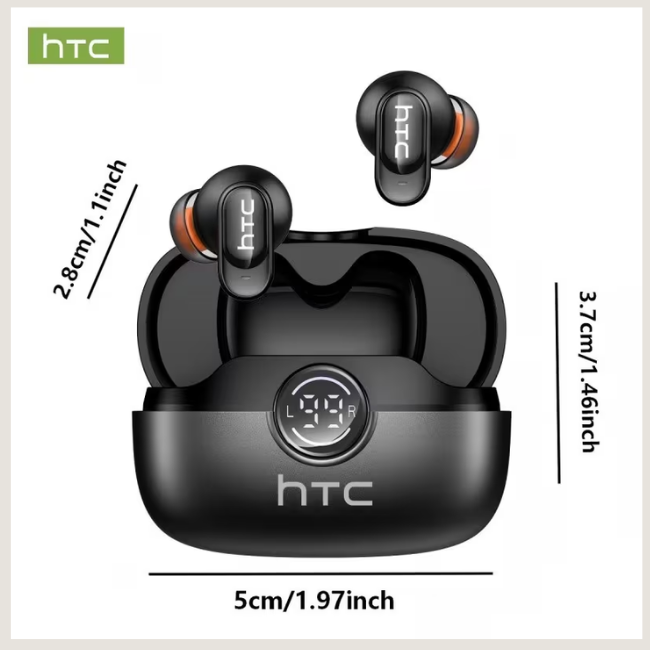 HTC NE79 Mini True Wireless Earbuds – In-Ear Noise Cancelling, Lightweight Comfort, Long Battery Life & Premium Sound for Sports & Gaming