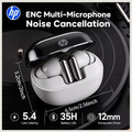 HP TWS Wireless Bluetooth 5.4 Earbuds - Active Noise Cancelling (ANC), ENC Clear Calls, Hi-Fi Deep Bass & Low-Latency Gaming Headphones