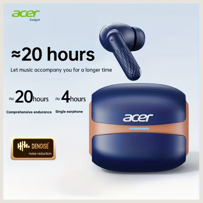 Acer OHR548 TWS Wireless Bluetooth 5.4 Earbuds - Hi-Fi Omnidirectional Stereo Sound, Low-Latency Gaming & Auto-Pairing Headphones