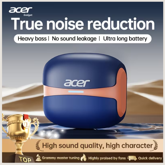 Acer OHR548 TWS Wireless Bluetooth 5.4 Earbuds - Hi-Fi Deep Bass, Low-Latency Gaming & ENC Noise-Canceling In-Ear Headphones
