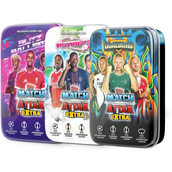Topps UCC Match Attax Extra 2026 Mega Tin Bundle - All 3 Mega Tins - UEFA Trading Cards
