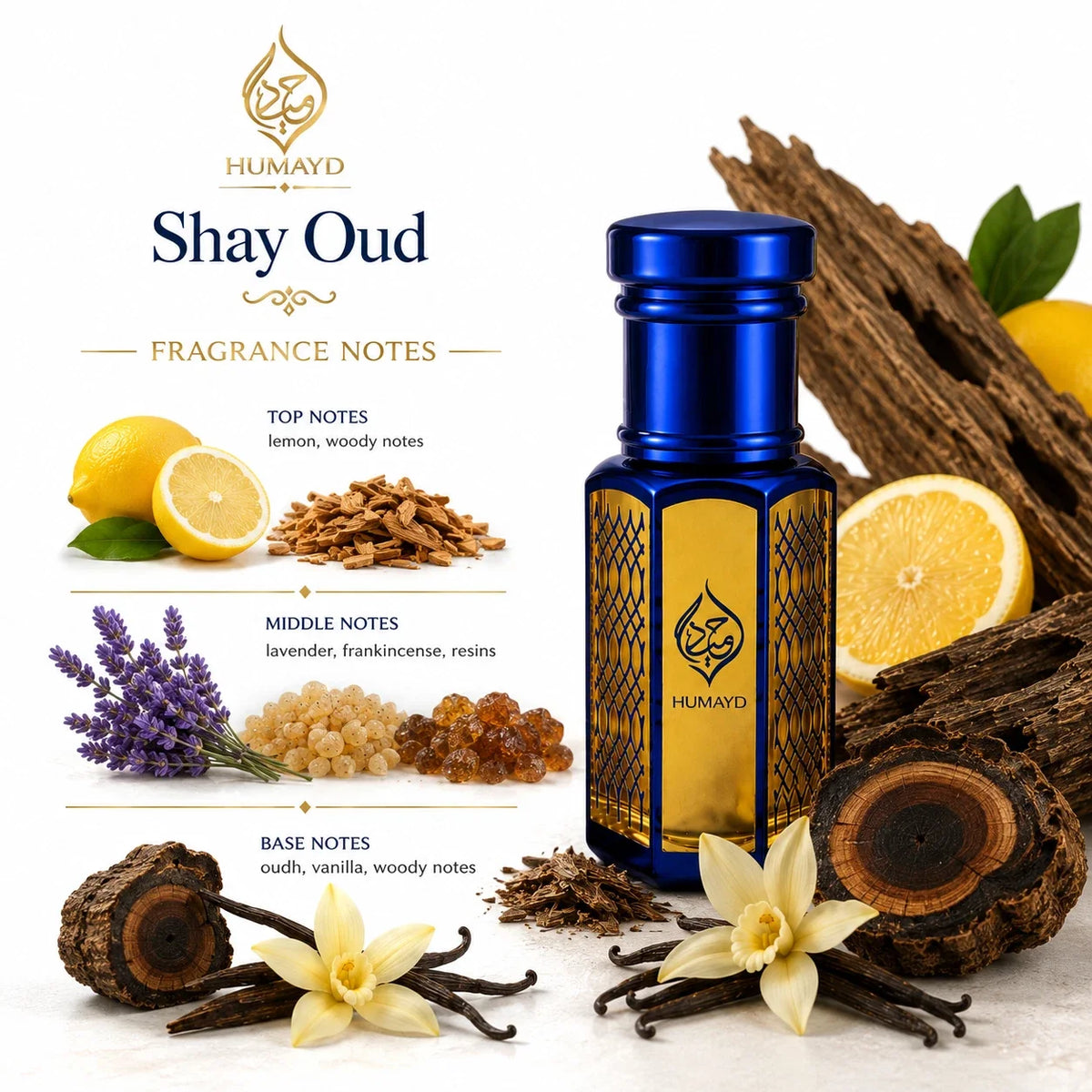 HUMAYD Shay Oud Perfume Oil Unisex | Alcohol-Free Oud Vanilla Fragrance Attar 6ml