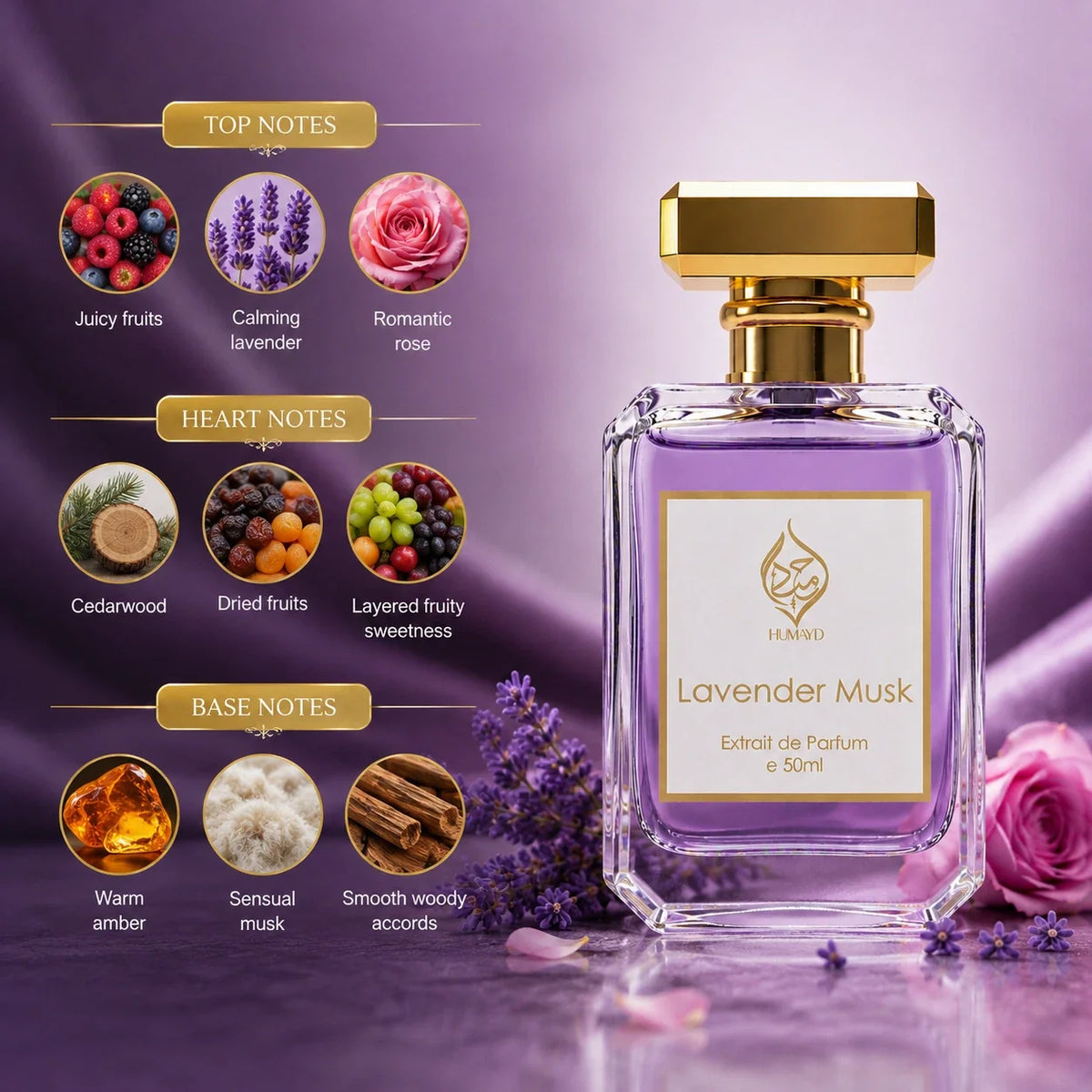HUMAYD Lavender Musk Extrait de Parfum Women's | Floral Fruity Fragrance 50ml
