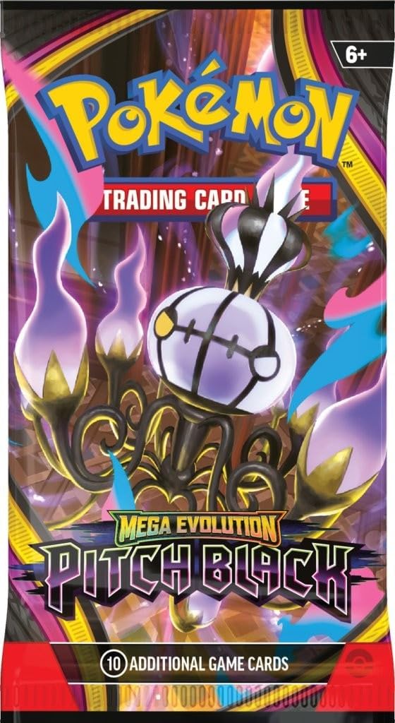 Pokémon TCG: Mega Evolution Pitch Black 1 x Booster Pack | 10 Additional Game Cards, Trading Card Game, Ages 6+, 4 Pack Art Variants, Collectible Cards
