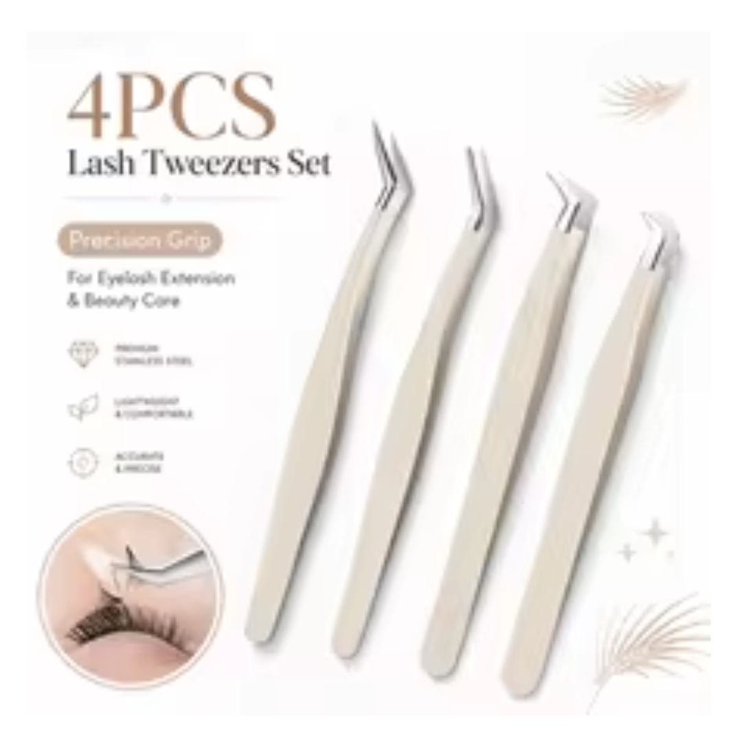 Anti-Static Eyelash Extension Tweezers - Professional High-Precision Stainless Steel Volume Tweezers - Non-Slip Makeup Tool