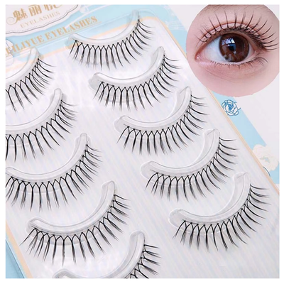 5 Pairs Korean Style U Shape False Eyelashes - Natural Soft Full Strip Lashes - DIY Wispy Eyelash Extensions