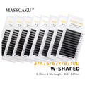 MASSCAKU W Shaped Eyelash Extensions - 3D to 10D Premade Volume Fans - Natural Soft Lightweight Individual W Style - 0.07 C/D Curl 8-15mm