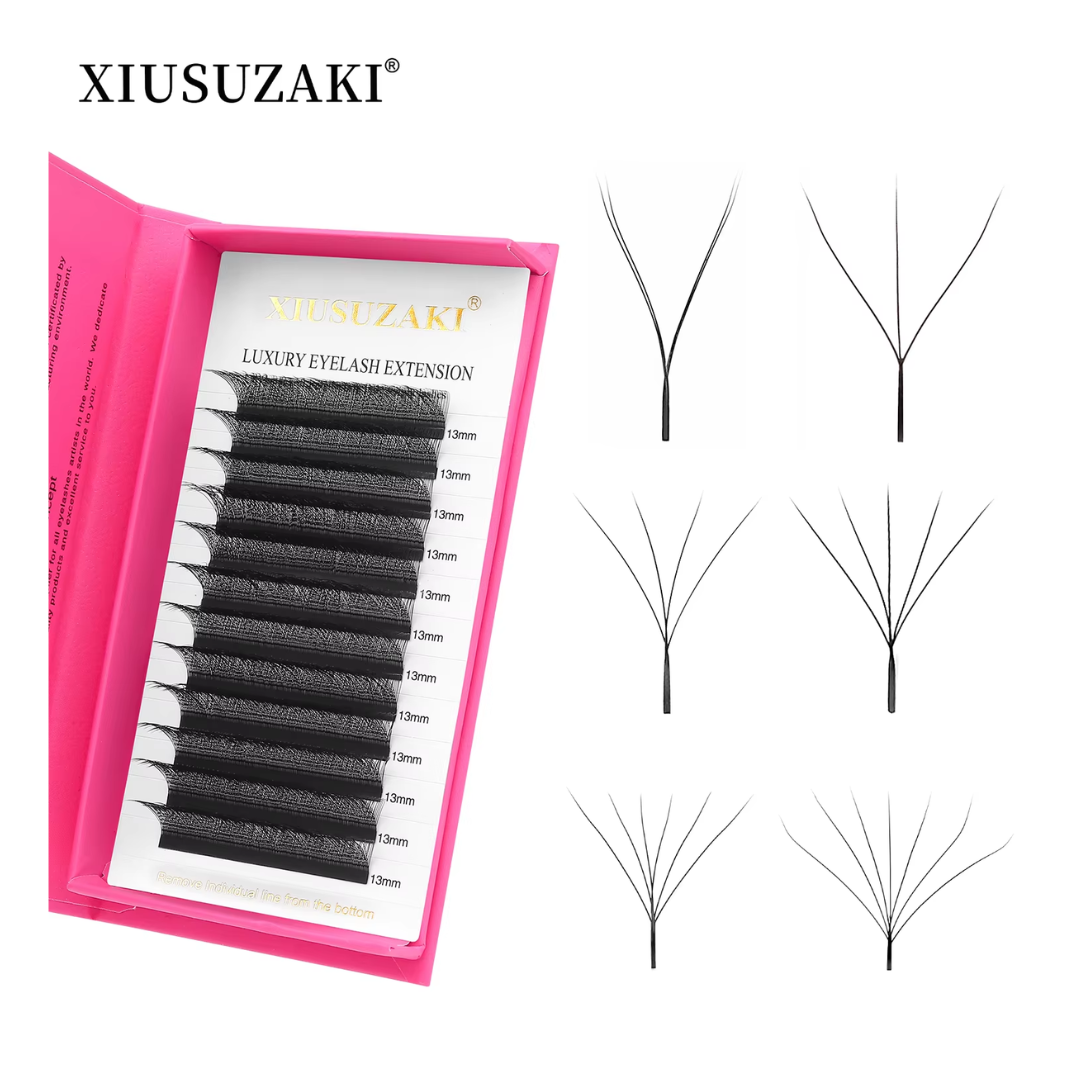 XIUSUZAKI W Shaped Lashes Bloom - 2D to 8D Premade Volume Fans - YY Individual Eyelash Extensions - 0.07 C D Curl 8-15mm
