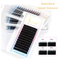 Lashrujade Matte Black Soft Faux Mink Eyelash Extensions - Premium Korea PBT Classic & Russian Volume Lashes - 0.03-0.20 C CC D Curl 8-18mm
