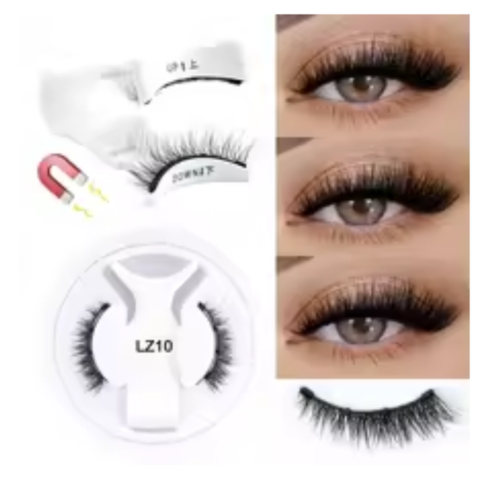 Reusable Magnetic Lashes Kit - No Glue Needed - 3D Natural Magnetic Eyelashes with Clip Applicator Tool