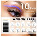 MASSCAKU W Shaped Eyelash Extensions - 3D to 10D Premade Volume Fans - Natural Soft Lightweight Individual W Style - 0.07 C/D Curl 8-15mm