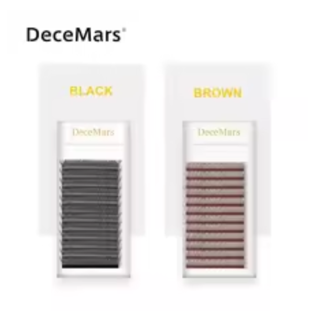 DeceMars YY Shape Eyelashes Extensions - Black Brown Double Tip Lashes - 0.05/0.07 B C D DD Curl 8-16mm