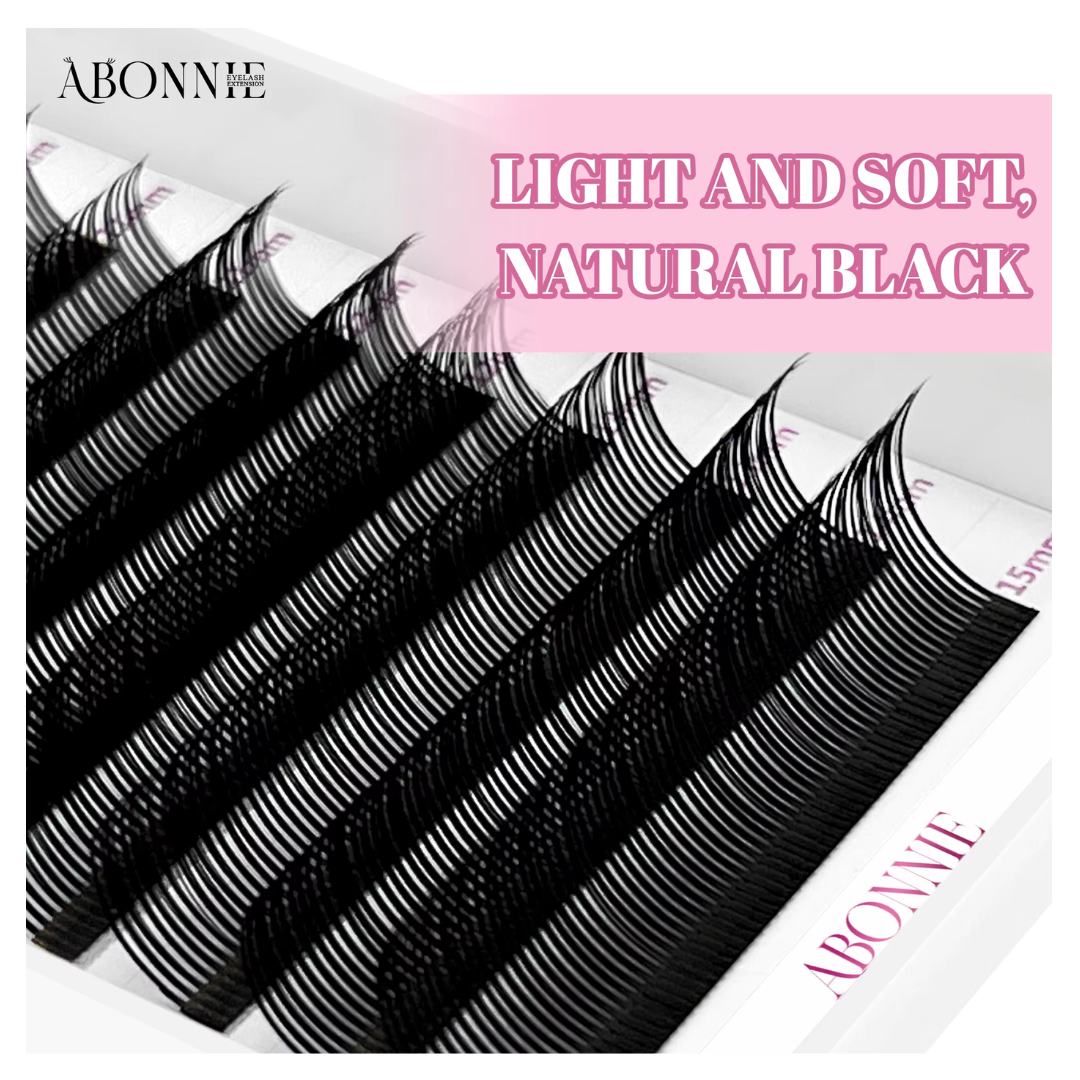 ABONNIE Black Brown 5D Flower Spikes Fairy Lashes - Easy Fans Volume Eyelash Extensions - 0.05 C D Curl 9-15mm