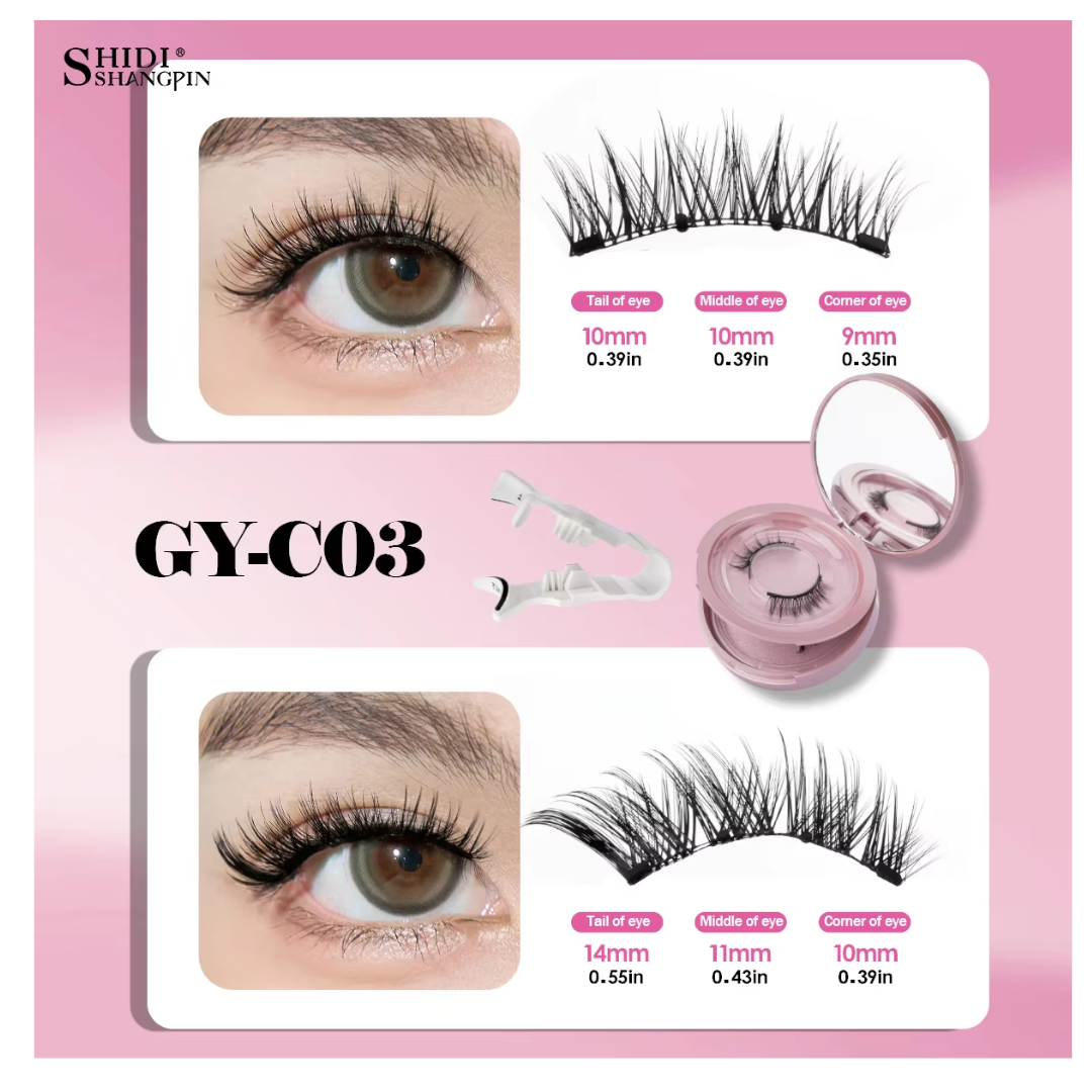 2 Pairs Magnetic Eyelashes Kit - Natural Look Fluffy Reusable Magnetic Lashes - With Applicator Tool - No Glue Needed