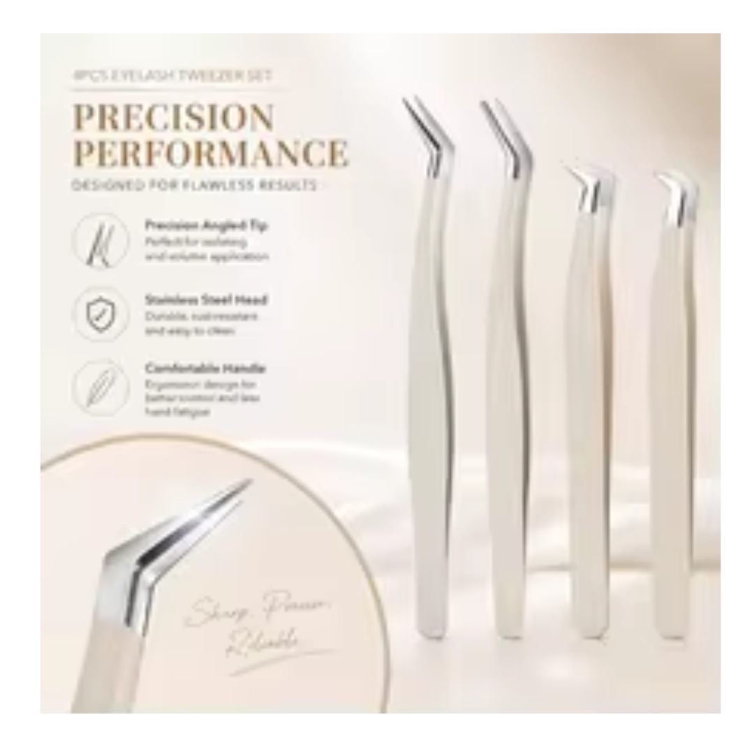 Anti-Static Eyelash Extension Tweezers - Professional High-Precision Stainless Steel Volume Tweezers - Non-Slip Makeup Tool