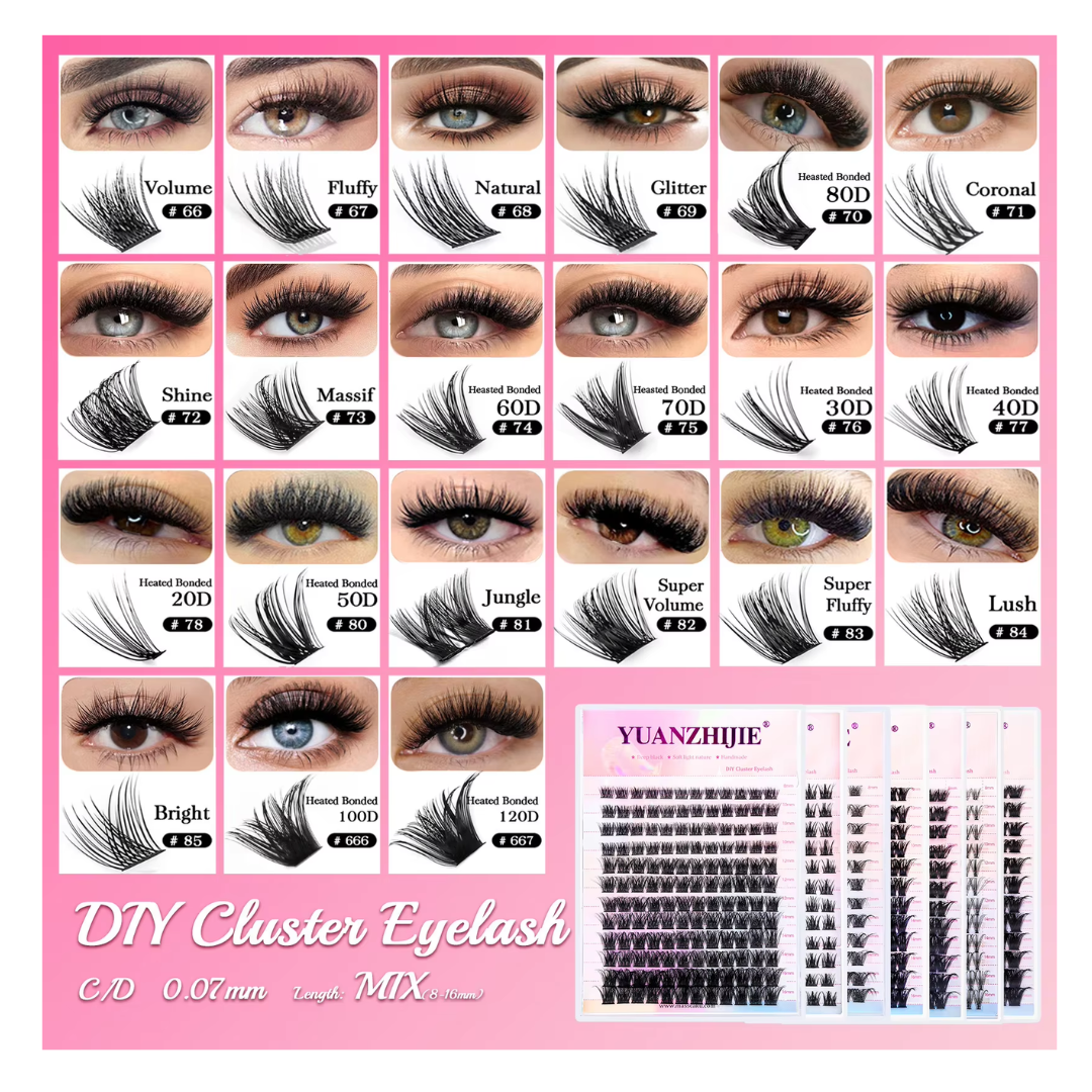 YUANZHIJIE 120 PCS DIY Cluster Lashes Kit - 8-16mm D Curl - Segmented Individual Eyelash Extensions