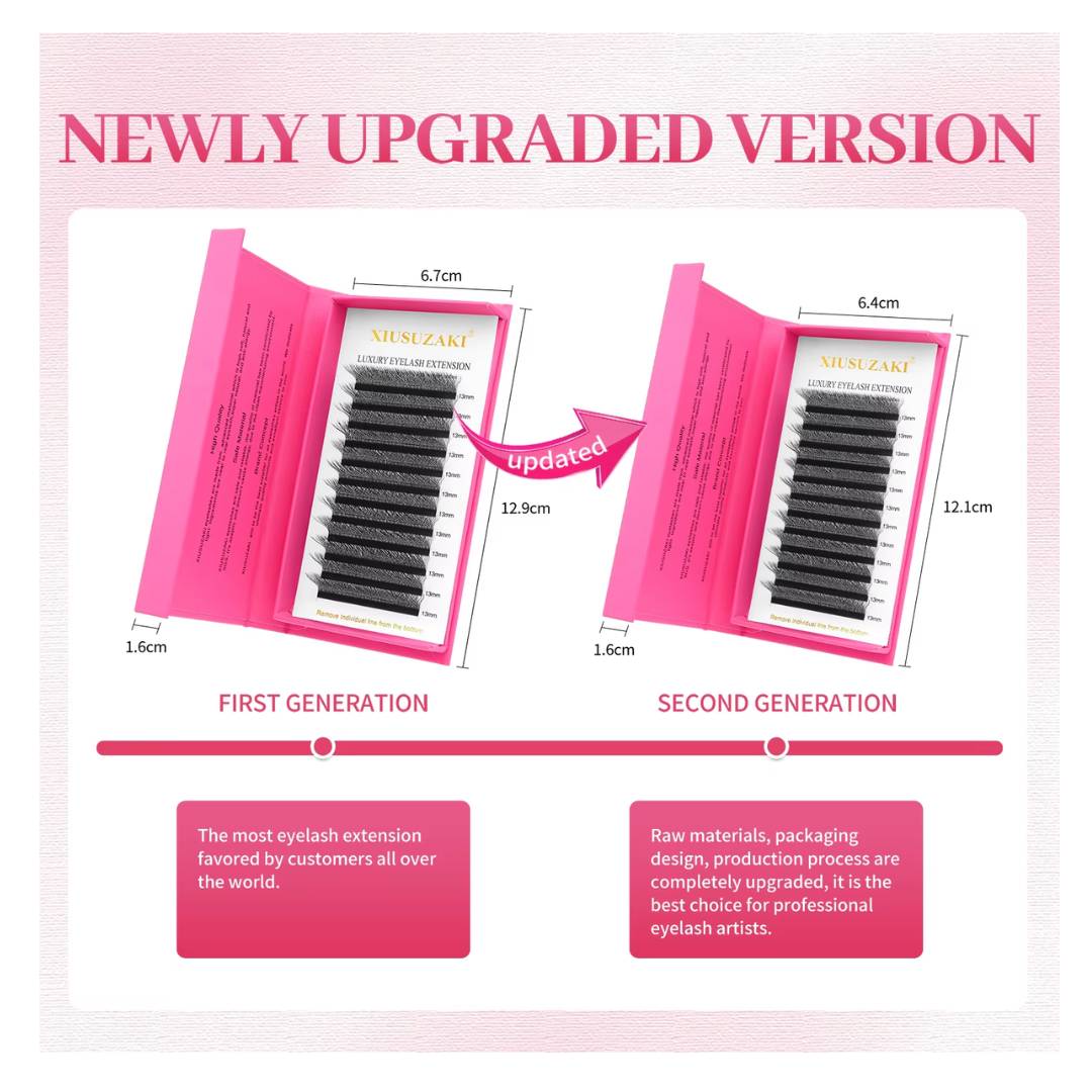 XIUSUZAKI W Shaped Lashes Bloom - 2D to 8D Premade Volume Fans - YY Individual Eyelash Extensions - 0.07 C D Curl 8-15mm