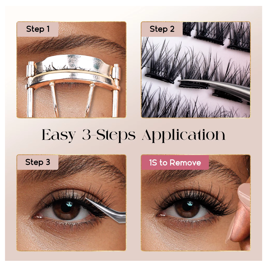 Befer Self-Adhesive Lash Clusters - Pre-Glued No Glue Needed Manga Eyelashes - 120 Pcs Fluffy Clusters - D Curl 10-16mm