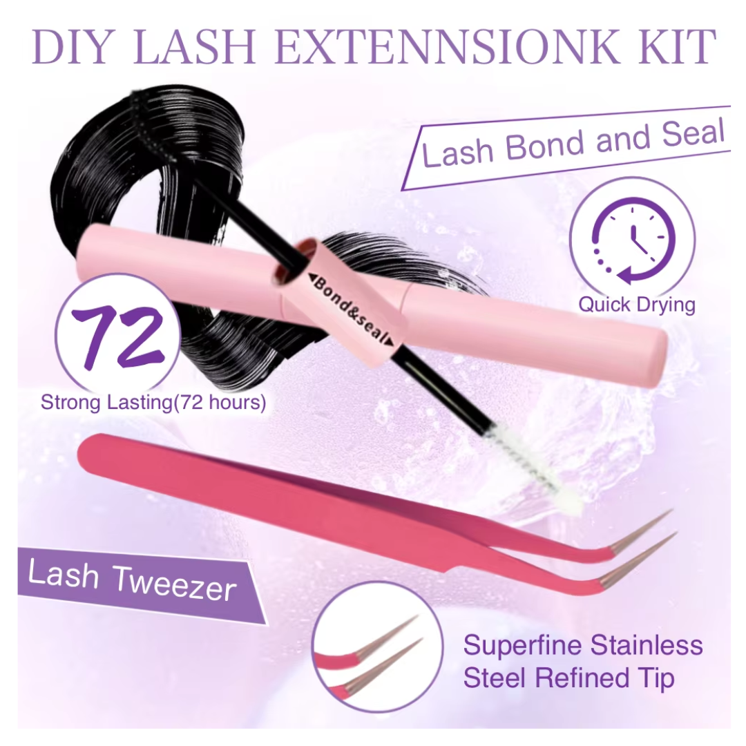 700PCS DIY Eyelash Extension Kit - 30D/40D/50D/80D Individual Lash Clusters - D-Curl Mixed Lengths 9-16mm
