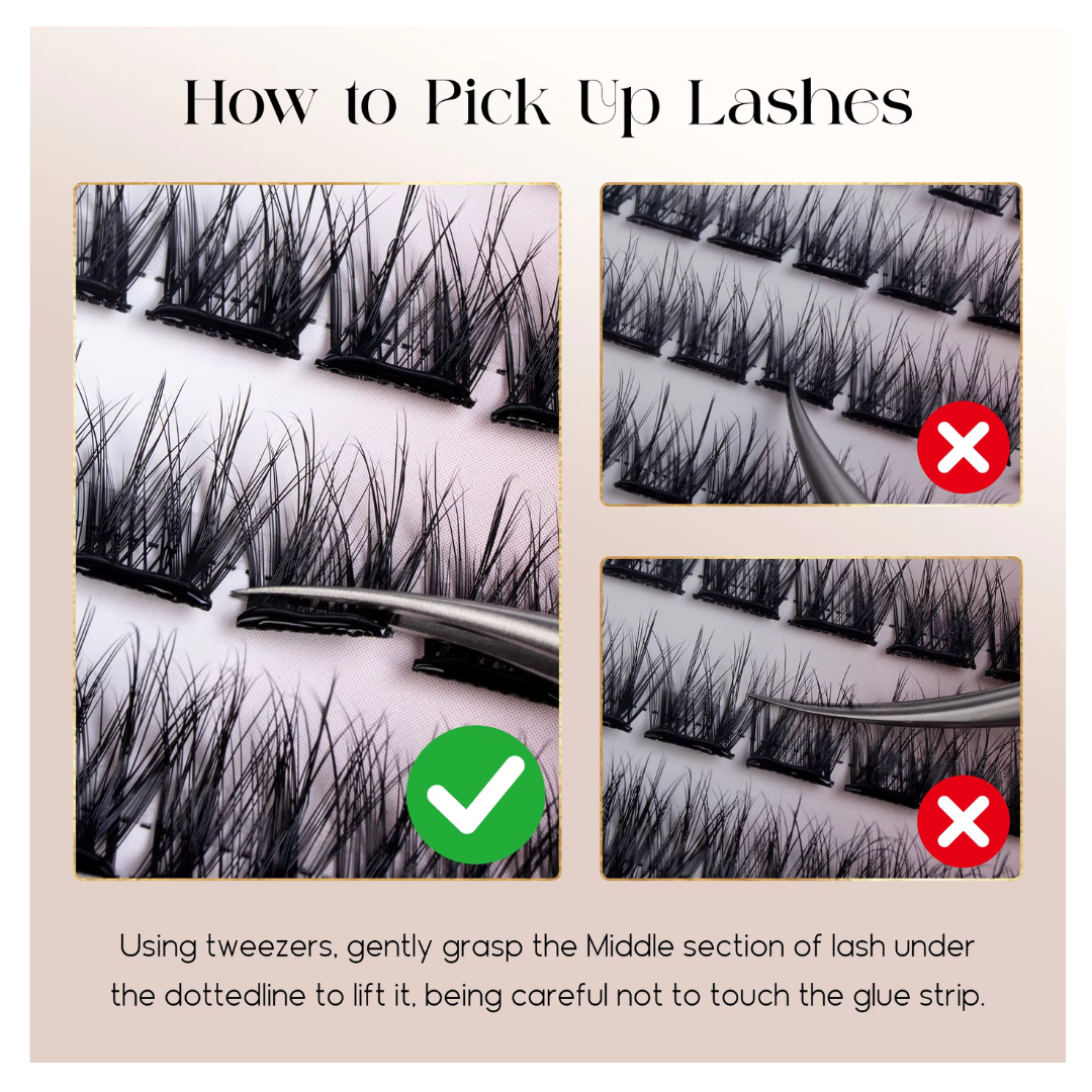 Befer Self-Adhesive Lash Clusters - Pre-Glued No Glue Needed Manga Eyelashes - 120 Pcs Fluffy Clusters - D Curl 10-16mm