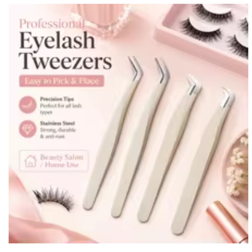 Anti-Static Eyelash Extension Tweezers - Professional High-Precision Stainless Steel Volume Tweezers - Non-Slip Makeup Tool
