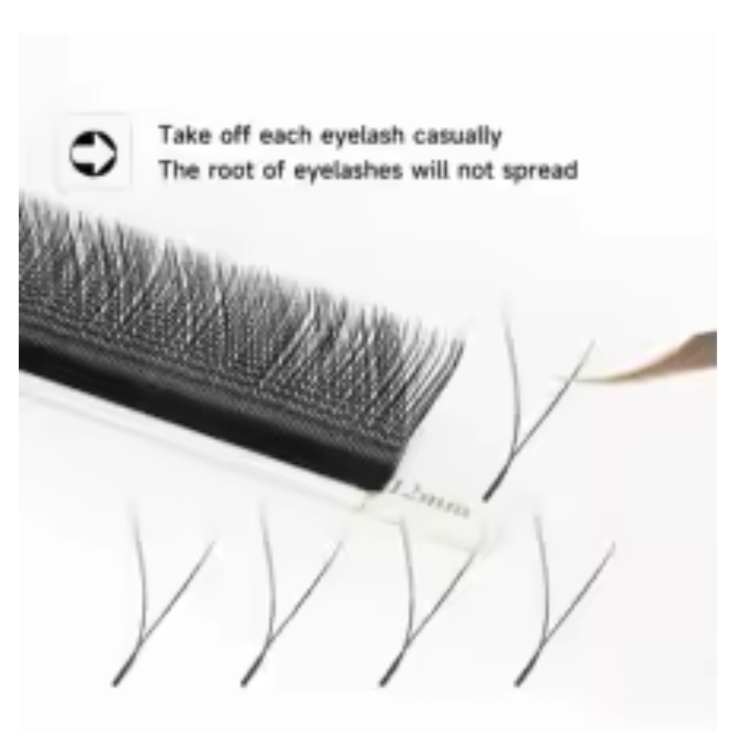 XIUSUZAKI W Shaped Lashes Bloom - 2D to 8D Premade Volume Fans - YY Individual Eyelash Extensions - 0.07 C D Curl 8-15mm