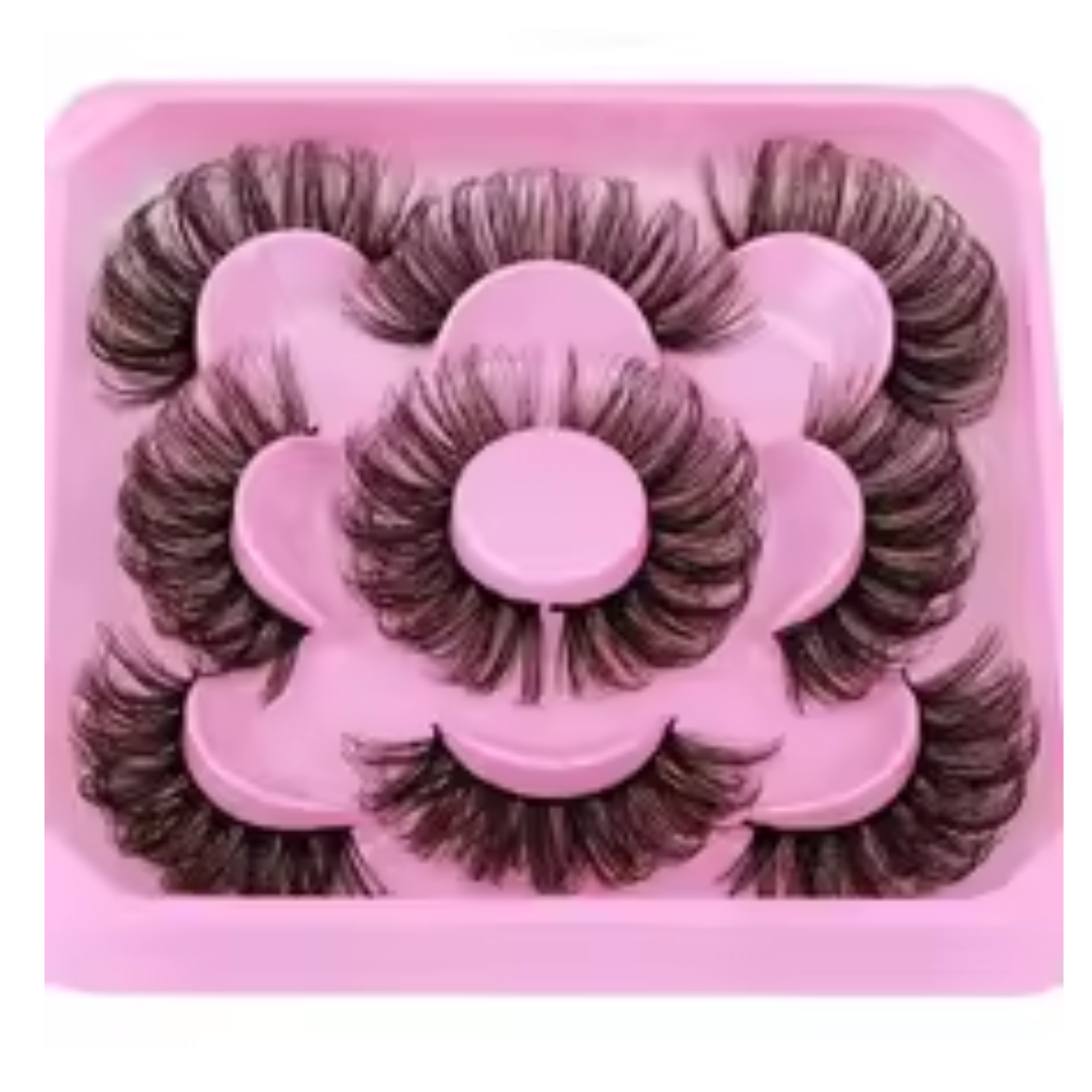 5 Pairs Russian Strip Lashes - Fluffy Faux Mink 3D Russian Volume - Soft Natural Individual Look Fake Eyelashes