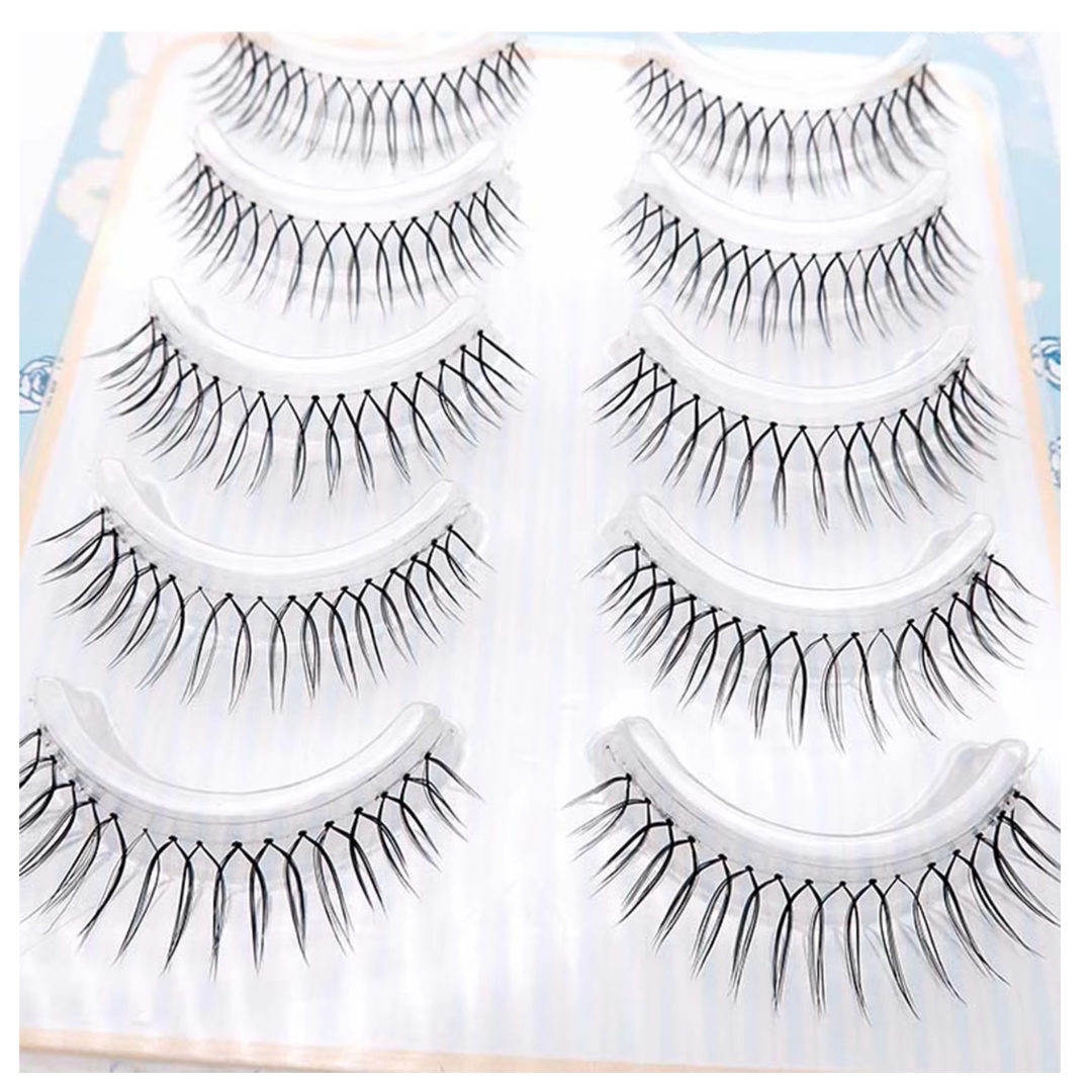 5 Pairs Korean Style U Shape False Eyelashes - Natural Soft Full Strip Lashes - DIY Wispy Eyelash Extensions