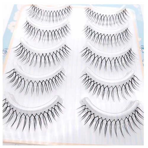 5 Pairs Korean Style U Shape False Eyelashes - Natural Soft Full Strip Lashes - DIY Wispy Eyelash Extensions
