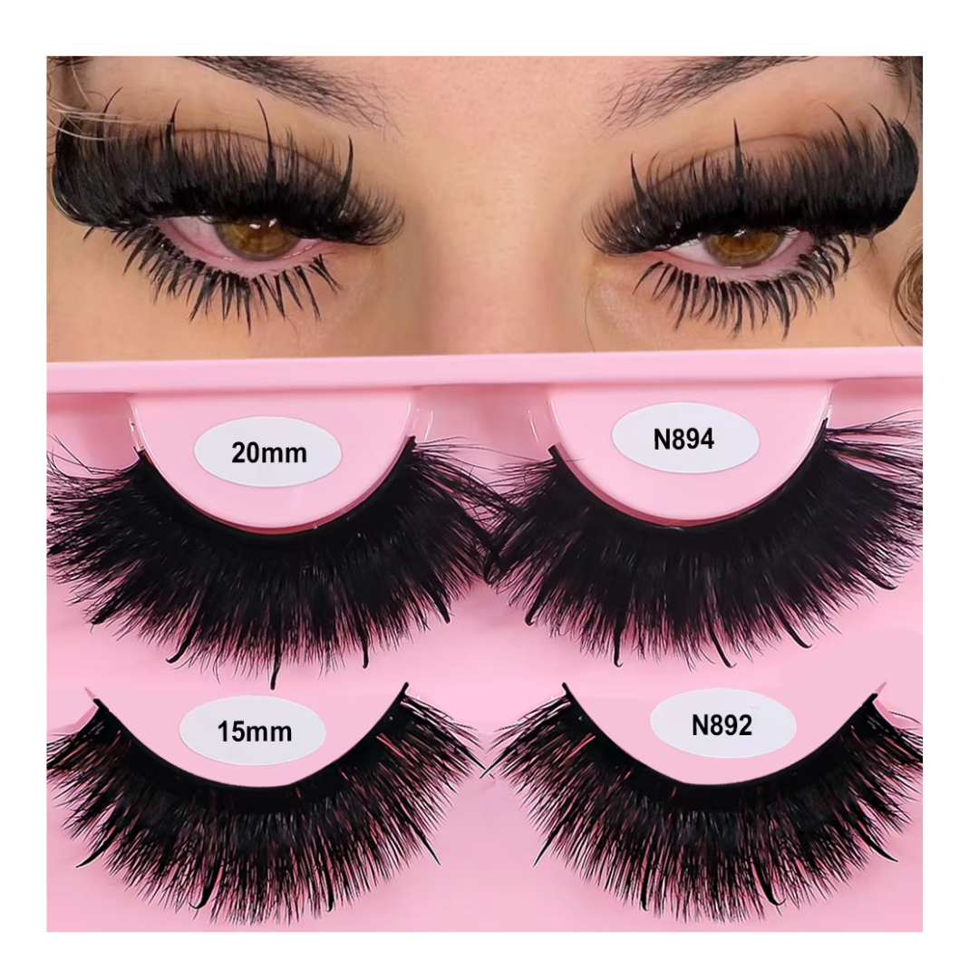 RED SIREN Faux Mink Lash Spikes - Wispy Thick Fluffy Natural Long Full Strip Lashes - 13mm-20mm