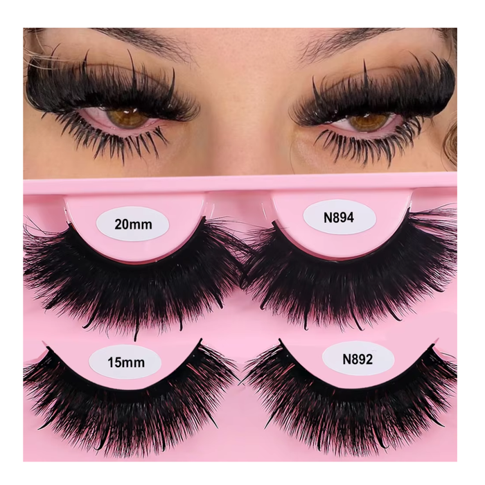 RED SIREN Faux Mink Lash Spikes - Wispy Thick Fluffy Natural Long Full Strip Lashes - 13mm-20mm