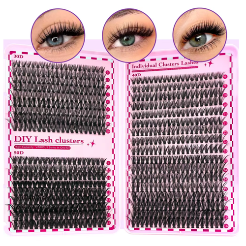 700PCS DIY Eyelash Extension Kit - 30D/40D/50D/80D Individual Lash Clusters - D-Curl Mixed Lengths 9-16mm