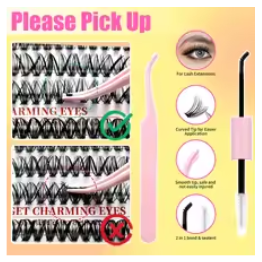 LAKANAKU Manga DIY Lashes Book Tray - Wispy Individual Lash Clusters Set - Bottom & Volume Extensions - Wholesale