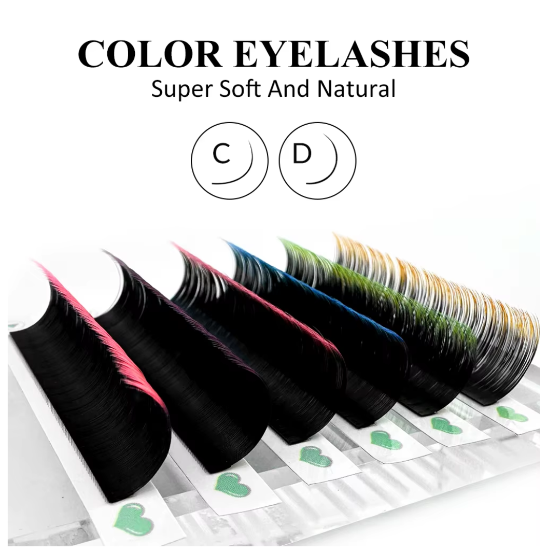 ABONNIE Mix Color Ombre Eyelashes - Black Gradient Red Blue Purple Faux Mink Lash Extensions - 0.07 C D Curl 10-15mm