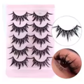 RED SIREN Soft Natural Mink Lashes - 5 Pairs Korean Manga Style Eyelashes - Lightweight Cotton Band - 1cm-1.5cm