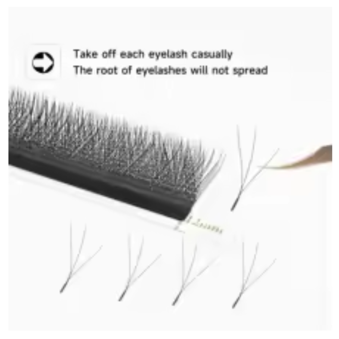 XIUSUZAKI W Shaped Lashes Bloom - 2D to 8D Premade Volume Fans - YY Individual Eyelash Extensions - 0.07 C D Curl 8-15mm