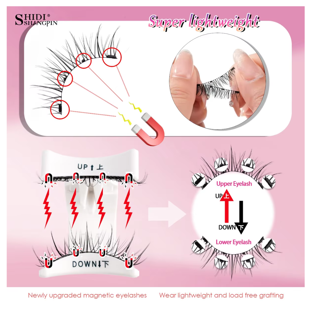 2 Pairs Magnetic Eyelashes Kit - Natural Look Fluffy Reusable Magnetic Lashes - With Applicator Tool - No Glue Needed