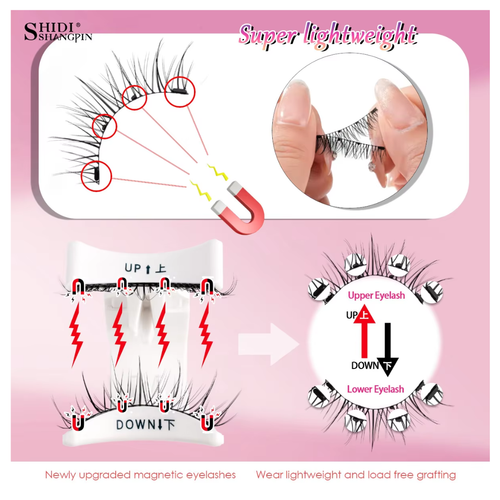 2 Pairs Magnetic Eyelashes Kit - Natural Look Fluffy Reusable Magnetic Lashes - With Applicator Tool - No Glue Needed