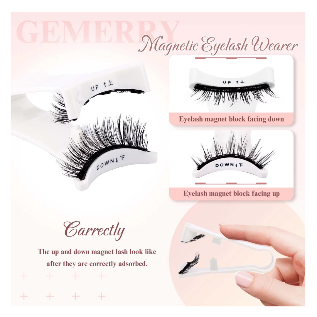 GEMERRY Magnetic Eyelashes Kit - Natural Look Reusable Soft Strip False Lashes - With Applicator Tool - No Glue Needed