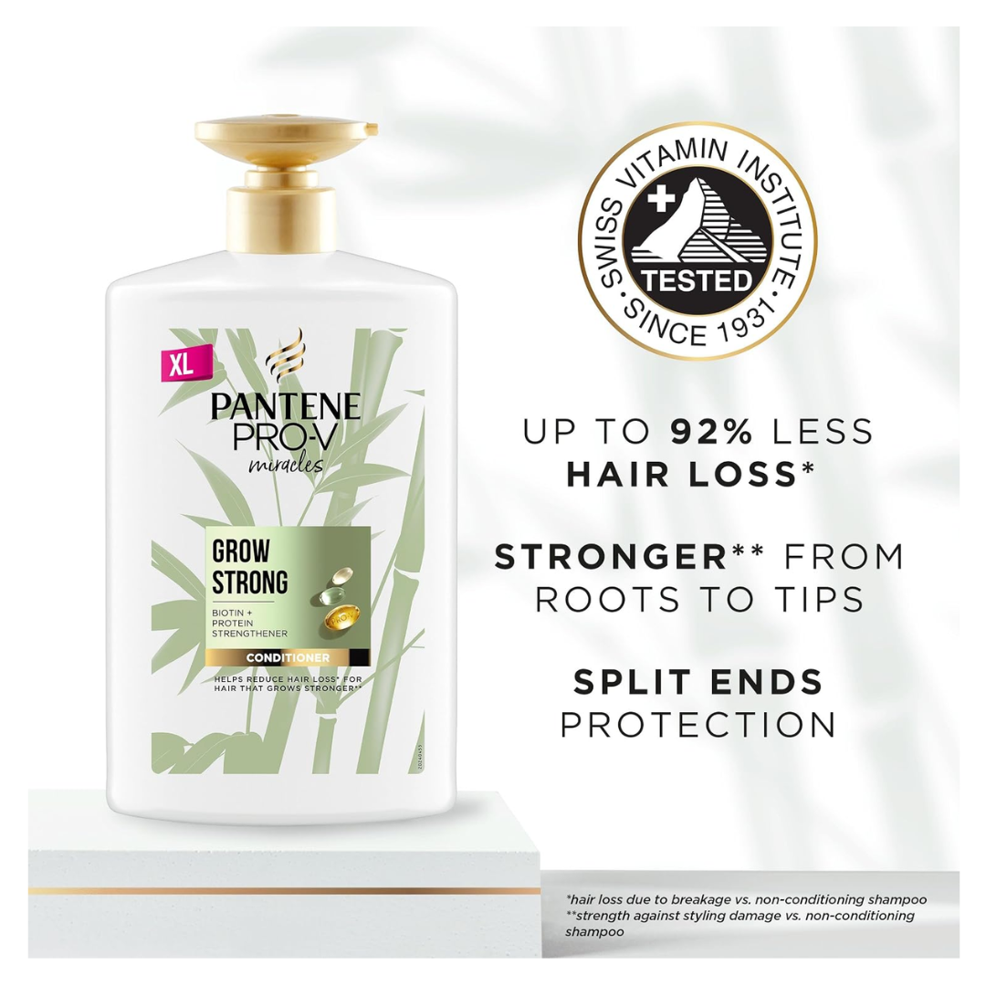 Pantene Pro-V Miracles Grow Strong Hair Conditioner - With Biotin & Protein Strengthener - XL 1L Pump Bottle