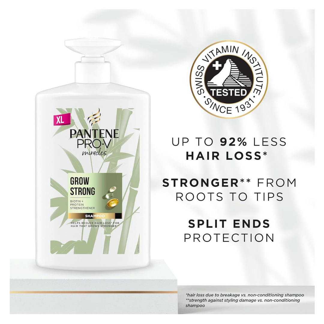 Pantene Pro-V Miracles Grow Strong Shampoo - With Biotin & Protein Strengthener - XL 1L Pump Bottle