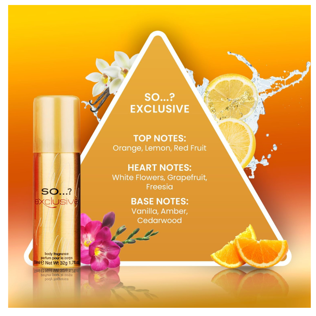 So…? Iconic Womens Mini Galore Gift Set, with SO…?, Kiss Me, Sinful & Exclusive Body Mist Fragrance Spray Set (4 x 50ml)