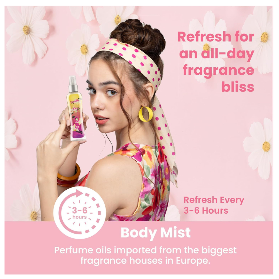 SO? Body Mist By So? Womens Mini Mist Body Mist Gift Set, with Red Velvet, Vanilla, Candy Floss & Sweet Pea, Fragrance Spray Set, (4x50ml)